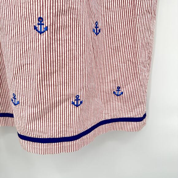 Smocked Giraffe Red and White Striped Anchor Print Dress // 7 - Picture 6 of 7